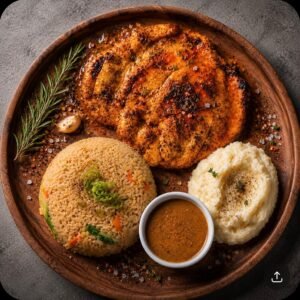 Cajun Chicken with Fried rice and Mashed potatoes